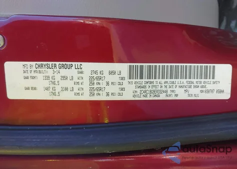 2014 Chrysler Town & Country Touring z USA, uszkodzony, nr VIN 2C4RC1BG9ER332448